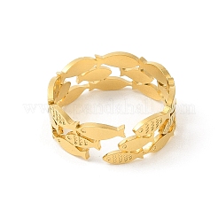 Рыба 304 нержавеющая сталь широкий браслет открытые манжеты кольца для унисекс&nbsp;LS-RJEW-P125-01G