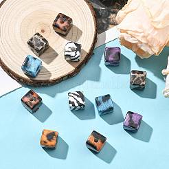 12 шт. двухцветные пластиковые бусины с леопардовым принтом&nbsp;KY-FS0001-48