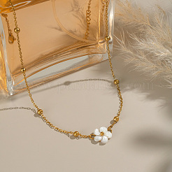 Минималистичное ожерелье из натуральной белой ракушки с цветком&nbsp;CE9566