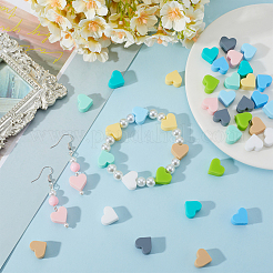 40шт 10-х цветные силиконовые бусины в форме сердца&nbsp;SIL-SC0001-96