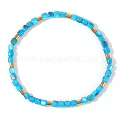 Бохо-стиль натуральные ракушки столбчатые бусины эластичные браслеты для женщин&nbsp;WU0042-3