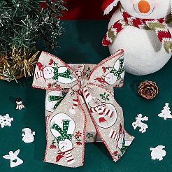 Упаковочная лента из полиэстера с имитацией льна&nbsp;OCOR-WH0077-53