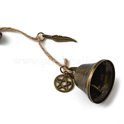 Железный колокольчик с подвеской в виде ключа/пера/слона из сплава HJEW-JM02220