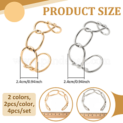 4шт 2 цвета электрофорез железные манжеты браслеты для женщин&nbsp;BJEW-GO0001-17