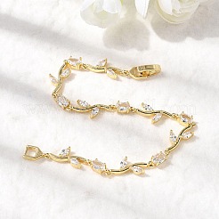 Браслеты-цепочки из латуни с микропаве из прозрачных кубических цирконий&nbsp;BJEW-C130-02G