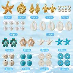 Наборы для самостоятельного изготовления бижутерии из синтетической бирюзы и сплава на тему океана&nbsp;DIY-SC0027-46