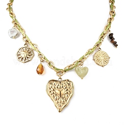 Женские ожерелья-подвески в форме сердца и солнца из нержавеющей стали 304&nbsp;NJEW-A063-12G