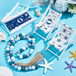 4 шт. 4-цветный пляжный стул из дерева и ткани&nbsp;DIY-ME0002-54