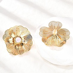 Серьги-гвоздики из латуни и стекла&nbsp;EJEW-F391-06G-02