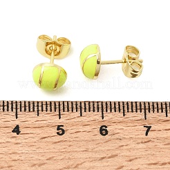 Теннисные латунные эмалированные серьги-гвоздики&nbsp;EJEW-H108-21G