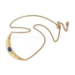 Ожерелья с подвеской в виде новолуния из нержавеющей стали 304 с натуральным лазуритом&nbsp;NJEW-H071-01G