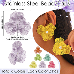 12 шт. двухцветные колпачки для бусин из нержавеющей стали 430 с распылительной печатью&nbsp;STAS-BBC0008-26