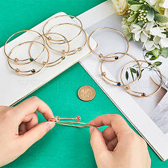 14 шт. 7-х цветные золотистые браслеты из нержавеющей стали 304 со стразами&nbsp;BJEW-SC0001-26