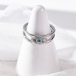 Латунные кольца-манжеты с микропаве и прозрачным цирконием для женщин&nbsp;RJEW-C118-01P