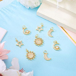 8 шт. 4 стиля латунные подвески с микропаве и кубическим цирконием&nbsp;KK-TA0002-32