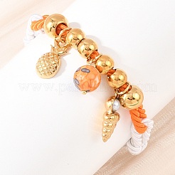 Браслеты с подвесками из нержавеющей стали 304 и синтетического радужного камня&nbsp;BJEW-K247-03G