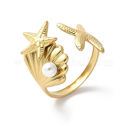 Кольца-манжеты из нержавеющей стали 304 в виде морских звезд и ракушек&nbsp;RJEW-S621-08G