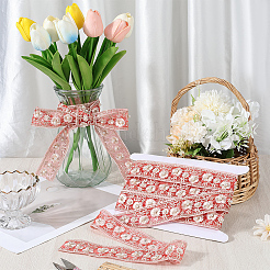 5 ярд полиэстеровой кружевной ленты с вышивкой в виде цветка и имитацией жемчуга&nbsp;OCOR-CY0001-16D