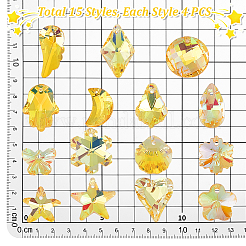 60 шт. 15-х цветные стеклянные подвески с УФ-покрытием&nbsp;GLAA-PH0003-89