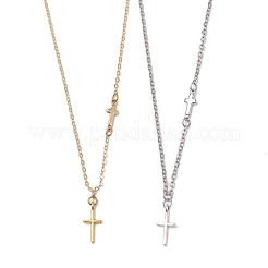 2 шт. 2 цвета крест 304 нержавеющая сталь кулон ожерелье для женщин&nbsp;NJEW-JN05200