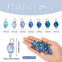 70 шт. 7-х цветные стеклянные перламутровые круглые подвески-соединители&nbsp;PALLOY-TA00265