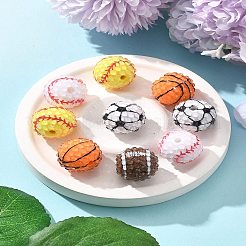 10 шт. 5-х цветные бусины из непрозрачной акриловой смолы на спортивную тематику&nbsp;MACR-FS0002-05