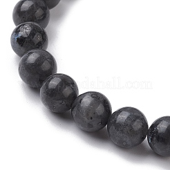 Браслеты стрейч из натурального ларвикита с круглыми бусинами&nbsp;BJEW-JB10159