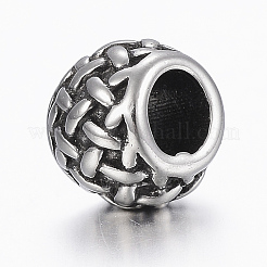 Бусины из нержавеющей стали 304 с узором «корзинка»&nbsp;LS-STAS-G153-49AS