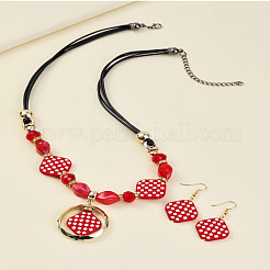 Комплекты из акриловых подвесок в виде ромбов с узором «тартан» и серег-подвесок&nbsp;FS-WG95887-01