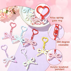 12 шт. 6 стильных акриловых подвесных брелока с бантом и принтом&nbsp;HJEW-YW00318