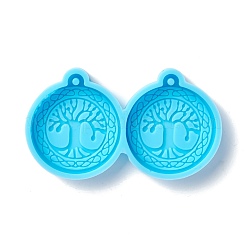 Плоская круглая с кулоном дерево жизни силиконовые Молды&nbsp;DIY-I088-03