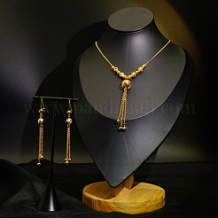 Ожерелья с подвесками-кисточками из круглых бусин и латуни и комплекты серег-колец&nbsp;FS-WGD59F5-02