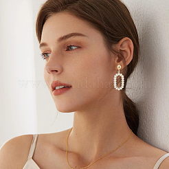4 пара 4 стильных серег-гвоздиков из золотого сплава с геометрической формой и пластиковыми бусинами с имитацией жемчуга для женщин&nbsp;EJEW-FI0002-57