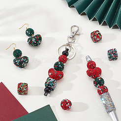 16 шт. 8 стиля бусин из полимерной глины ручной работы со стразами&nbsp;CLAY-GA0001-06