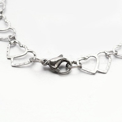 Устойчивые к потускнению 304 браслеты из нержавеющей стали с цепочкой «сердце к сердцу» BJEW-N280-12P-1