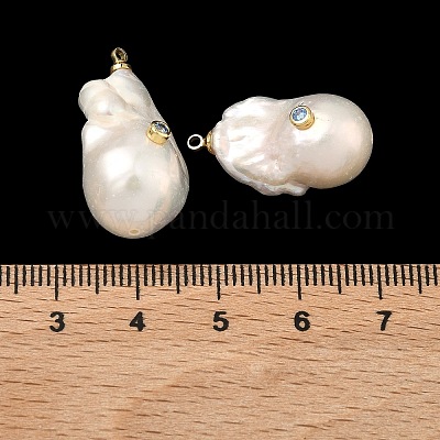 Подвески из латуни и перламутра с микропаве из кубического циркония&nbsp;KK-H259-13A-G01-1