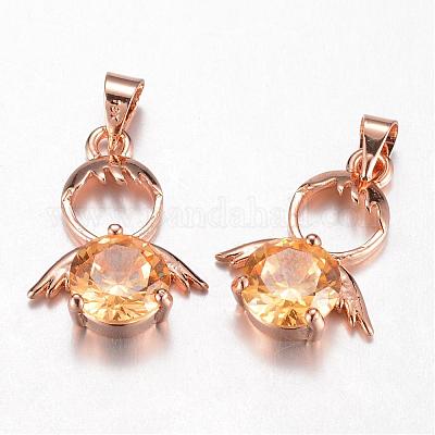 Латунь кубический цирконий кулон&nbsp;ZIRC-P016-28KCG-1