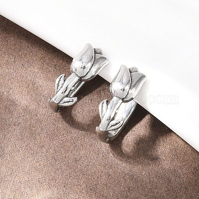 Кольца для носа в форме цветка розы из нержавеющей стали 316&nbsp;AJEW-C044-12AS-1