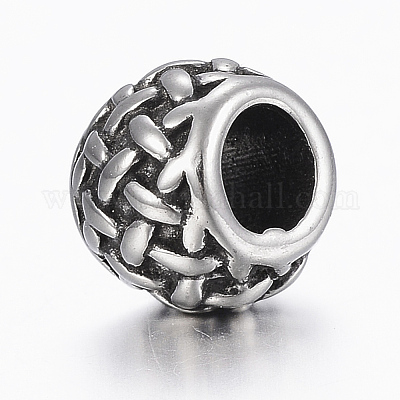 Бусины из нержавеющей стали 304 с узором «корзинка»&nbsp;LS-STAS-G153-49AS-1