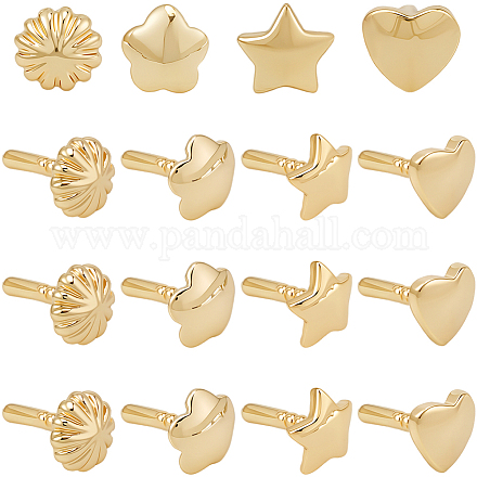 60 шт. 4 стиля латунные штифты-булавки-шармы KK-BBC0022-87-1