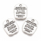 Alloy Quote Charms, Rectangle with Word, Antique Silver, 14x11x1mm, Hole: 2mm