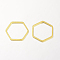 Brass Linking Rings, Hexagon, Rack Plating, Golden, 20x18x1mm