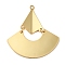 Rack Plating Brass Pendants, Long-Lasting Plated, Cadmium Free & Lead Free, Fan Charms, Real 18K Gold Plated, 47.5x41.5x3mm, Hole: 1.9mm