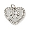 Rack Plating Brass Pendants, with Jump Ring, Cadmium Free & Lead Free, Long-Lasting Plated , Heart, Platinum, 16x18x3mm, Hole: 3.4mm