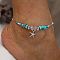 Synthetic Turquoise Chips Beads Anklets, Starfish Alloy Charms Anklets, Antique Silver, 8-1/4 inch(210mm)