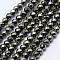 Natural Pyrite Beads Strands, Faceted, Round, 3~3.5mm, Hole: 0.5mm, about 130~138pcs/strand, 15.3 inch(39cm)