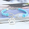 Infinity & Paw Print & Word Love Alloy with Suede Cord Charm Bracelets, Platinum, Light Sky Blue, 6-3/4 inch(17cm)