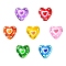 14Pcs 7 Styles Glass Beads, Heart, Mixed Color, 13.5~14x13.5~14x9mm, Hole: 1~1.2mm, 2pcs/style