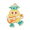 Zinc Alloy Pendant, with Enamel, Fruit, Pineapple, 30x20x1.5mm, Hole: 1.8mm