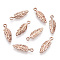 Alloy Pendants, Feather, Cadmium Free & Nickel Free & Lead Free, Rose Gold, 15x5x1.5mm, Hole: 1mm.